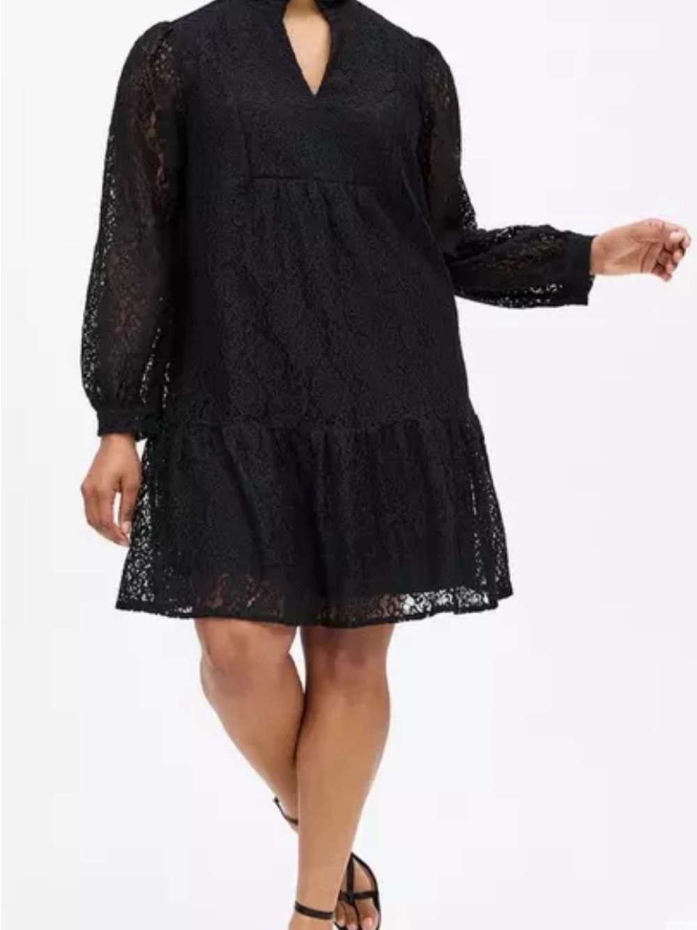 NWT Torrid Belle Isle Lace Ruffle Collar Drop Waist Dress Black Plus Size 2 2X